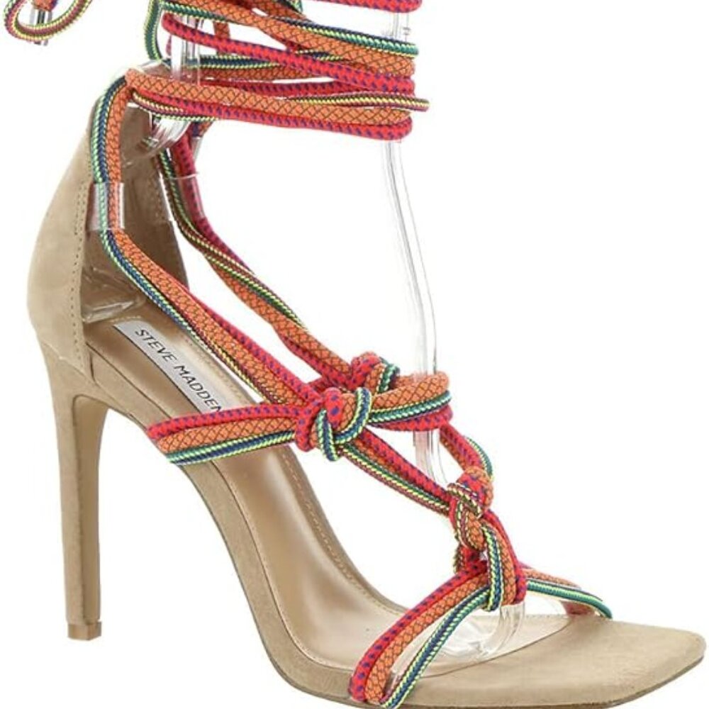 Steve Madden Slit Blush Multi Heeled Sandal NEW w/box SIze 8